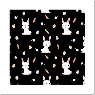 Rabbit easter eggs pattern Posters and Art